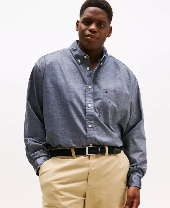 Men's Big & Tall Classic-Fit Stretch Solid Capote Shirt - Desert Sky - 1