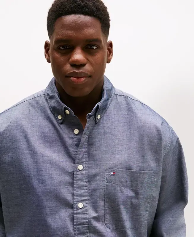 Men's Big & Tall Classic-Fit Stretch Solid Capote Shirt - Desert Sky - 3