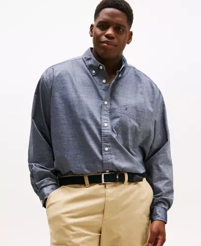 Men's Big & Tall Classic-Fit Stretch Solid Capote Shirt - Desert Sky 