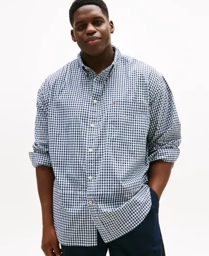 Men's Big & Tall Classic-Fit Twain Stretch Check Shirt - Desert Sky - 1