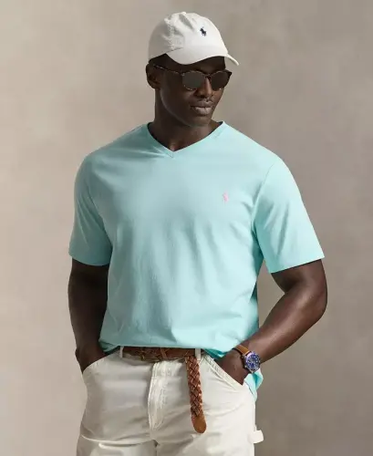 Men's Big & Tall Classic-Fit V-Neck T-Shirt - New Aqua - POLO RALPH LAUREN (1)