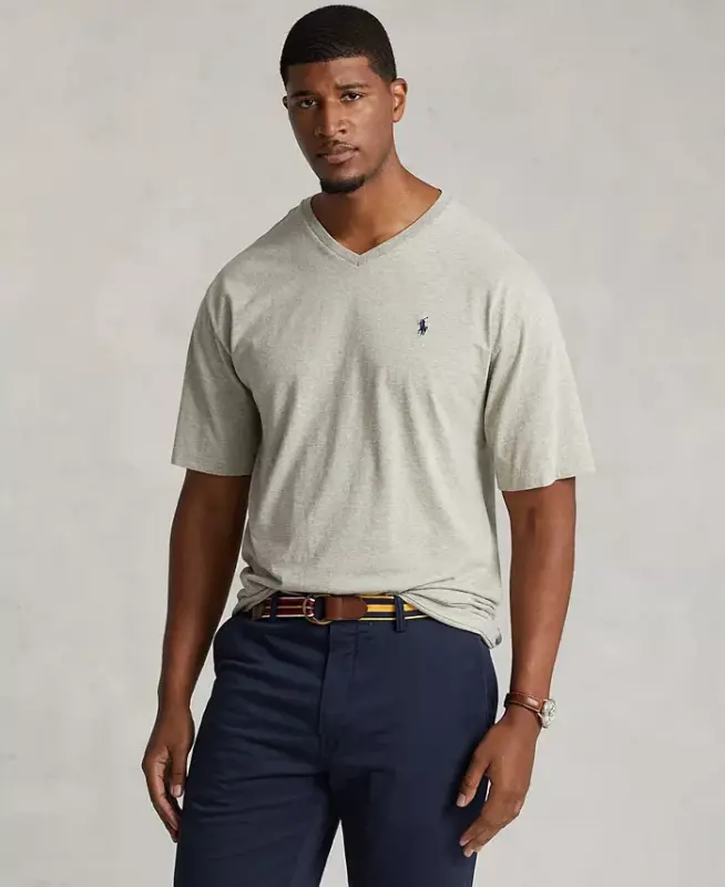 Men's Big & Tall Classic-Fit V-Neck T-Shirt - New Heather Gray - POLO RALPH LAUREN