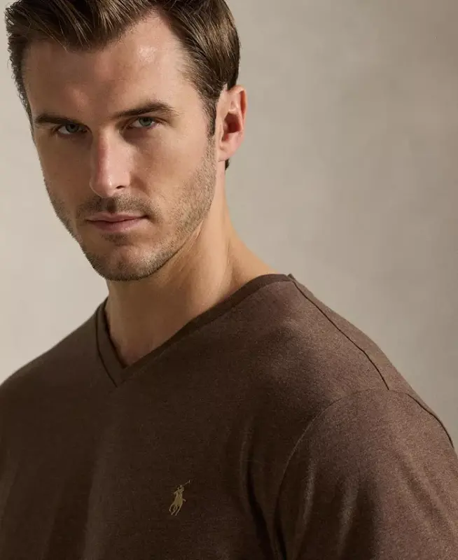 Men's Big & Tall Classic-Fit V-Neck T-Shirt - Nutmeg Brown Heather - 3