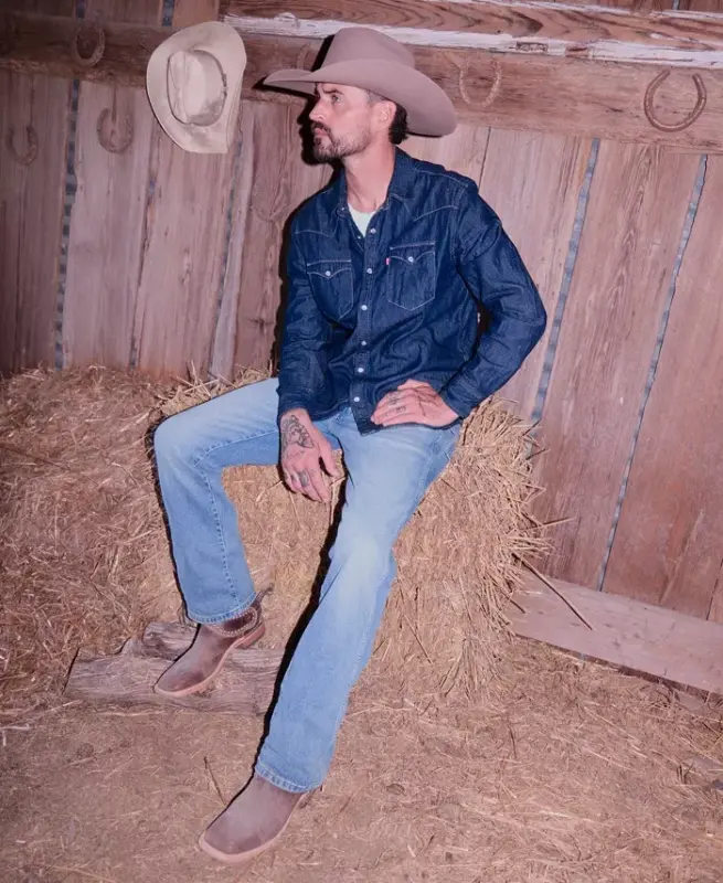 Men's Big & Tall Classic Western Long Sleeve Denim Shirt - 3