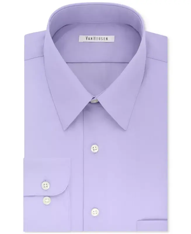 Men's Big & Tall Classic/Regular Fit Ajinlanmaydigan Poplin Qattiq Ko'ylak - Lavanda - 1