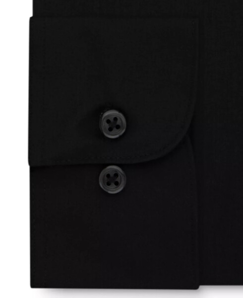 Men's Big & Tall Classic/Regular Fit Wrinkle Free Poplin Solid Dress Shirt Black - 2