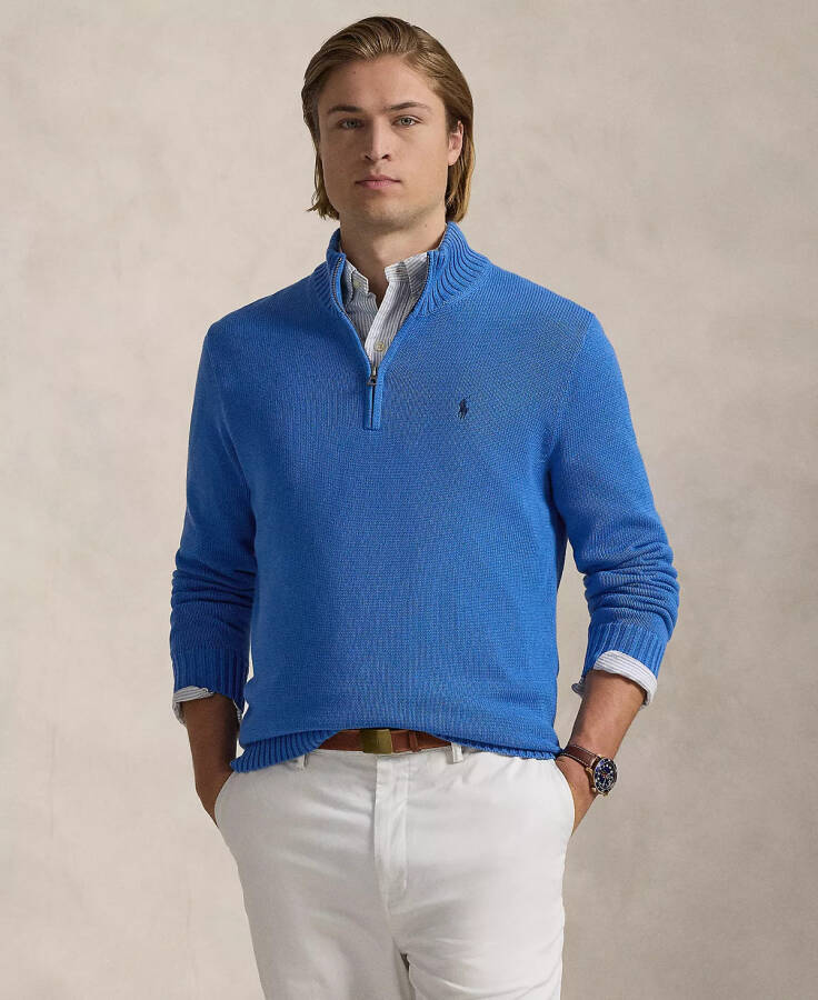 Men's Big & Tall Cotton Quarter-Zip Sweater Blue Orbit - 1