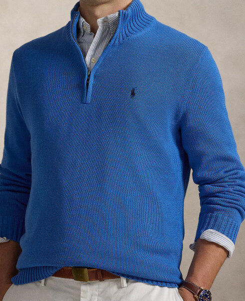 Men's Big & Tall Cotton Quarter-Zip Sweater Blue Orbit - 2