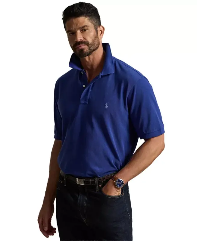 Men's Big & Tall Cotton Short-Sleeve Polo Shirt - Blue Yacht/C7553 - POLO RALPH LAUREN
