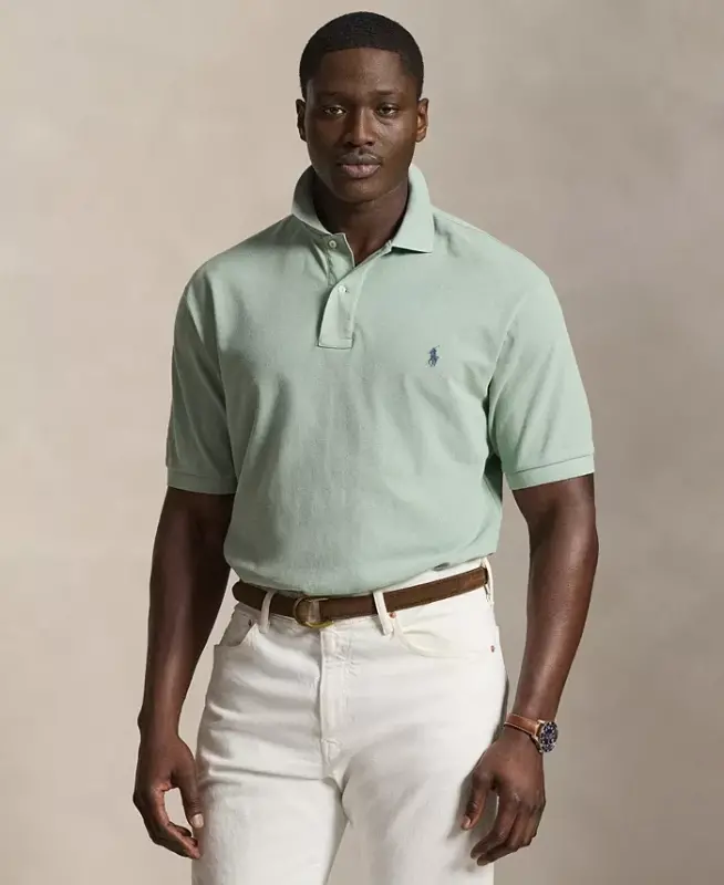 Men's Big & Tall Cotton Short-Sleeve Polo Shirt - Light Green/C7952 - 1