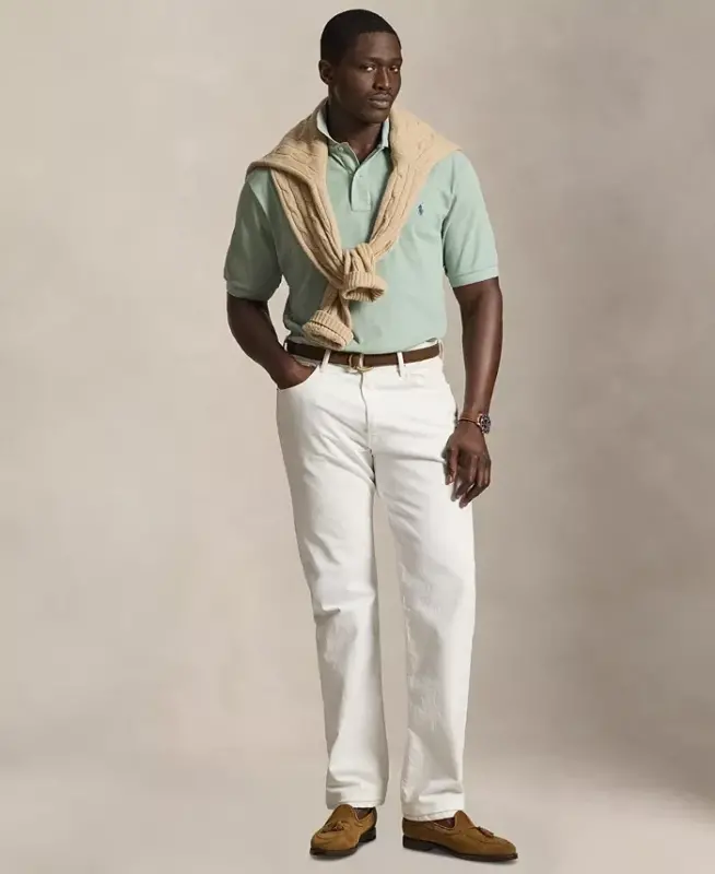 Men's Big & Tall Cotton Short-Sleeve Polo Shirt - Light Green/C7952 - 2