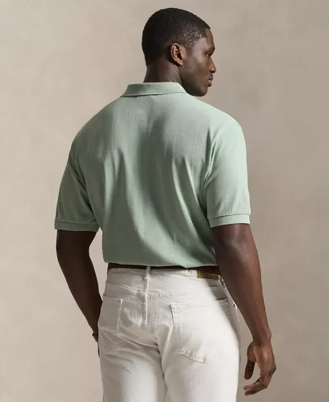 Men's Big & Tall Cotton Short-Sleeve Polo Shirt - Light Green/C7952 - 4