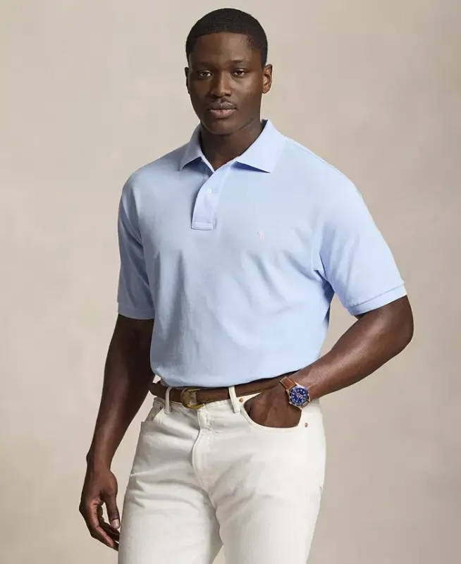 Men's Big & Tall Cotton Short-Sleeve Polo Shirt - Pebble Blue/C3115 - 1