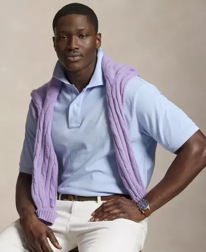 Men's Big & Tall Cotton Short-Sleeve Polo Shirt - Pebble Blue/C3115 - 3