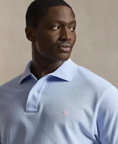 Men's Big & Tall Cotton Short-Sleeve Polo Shirt - Pebble Blue/C3115 - 4