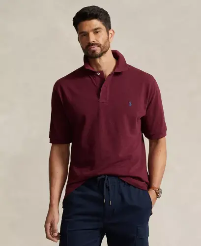 Men's Big & Tall Cotton Short-Sleeve Polo Shirt - Spring Wine Heather - 1