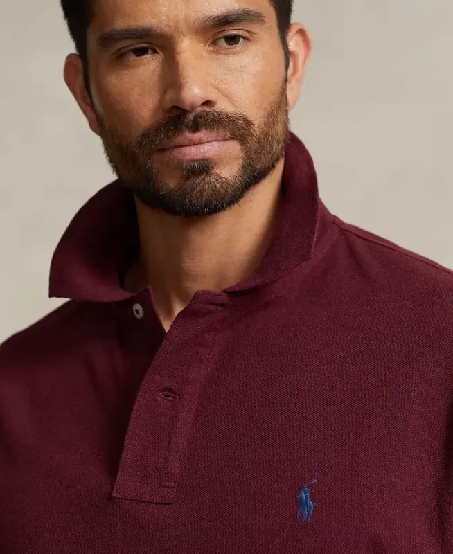 Men's Big & Tall Cotton Short-Sleeve Polo Shirt - Spring Wine Heather - 3