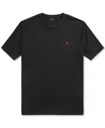 Men's Big & Tall Crew-Neck Pocket T-Shirt-Black - 5