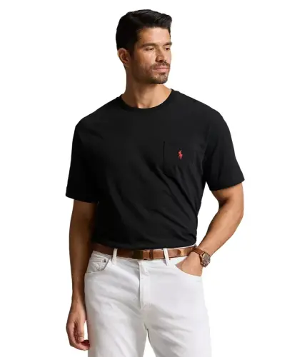 Men's Big & Tall Crew-Neck Pocket T-Shirt-Black 
