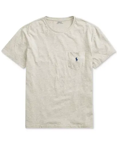 Men's Big & Tall Crew-Neck Pocket T-Shirt-Gray Heather - 1