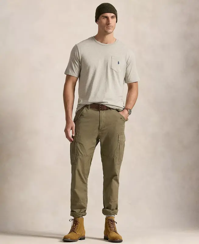 Men's Big & Tall Crew-Neck Pocket T-Shirt-Gray Heather - 3