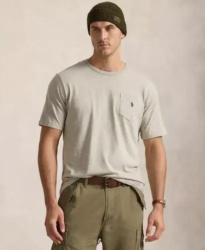 Men's Big & Tall Crew-Neck Pocket T-Shirt-Gray Heather 