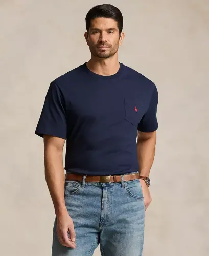 Men's Big & Tall Crew-Neck Pocket T-Shirt-Ink - 1