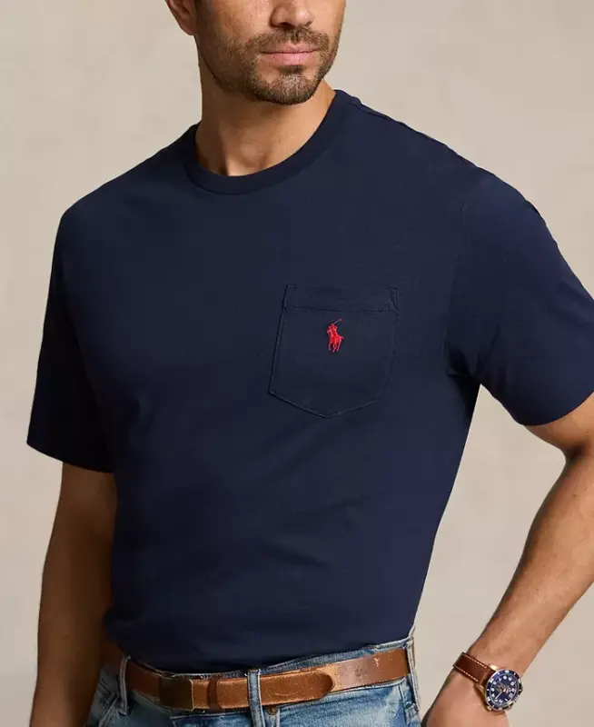 Men's Big & Tall Crew-Neck Pocket T-Shirt-Ink - 3