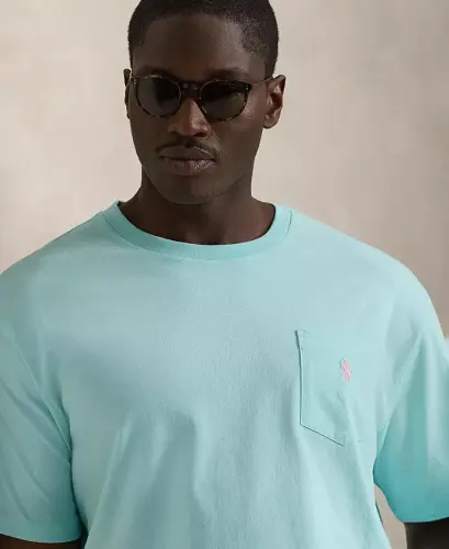 Men's Big & Tall Crew-Neck Pocket T-Shirt - New Aqua - 2