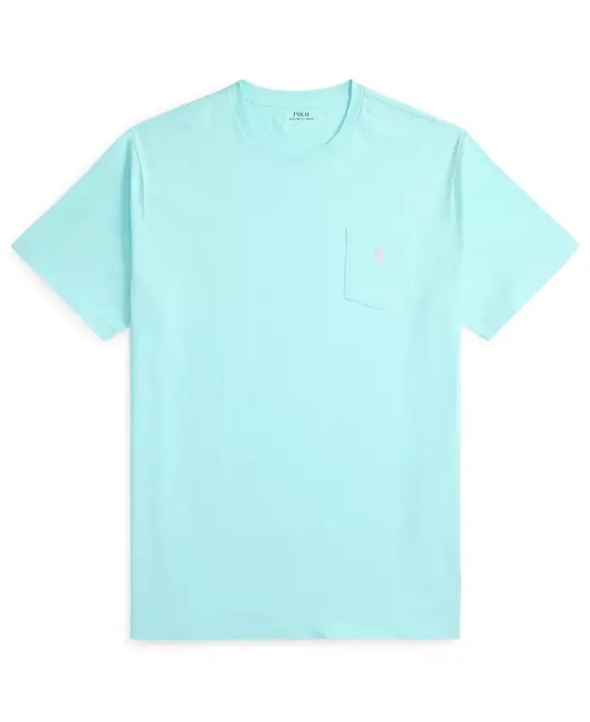 Men's Big & Tall Crew-Neck Pocket T-Shirt - New Aqua - 4