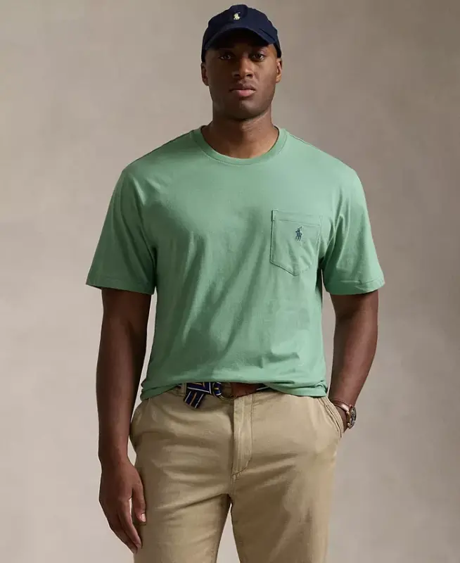 Men's Big & Tall Crew-Neck Pocket T-Shirt - ParcModazoneent Cream - POLO RALPH LAUREN