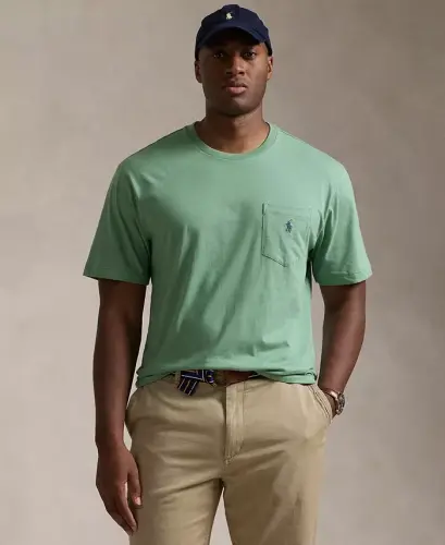 Men's Big & Tall Crew-Neck Pocket T-Shirt - ParcModazoneent Cream 
