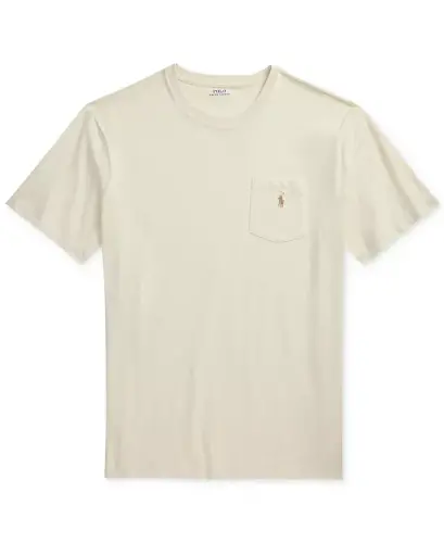 Men's Big & Tall Crew-Neck Pocket T-Shirt - ParcModazoneent Cream 