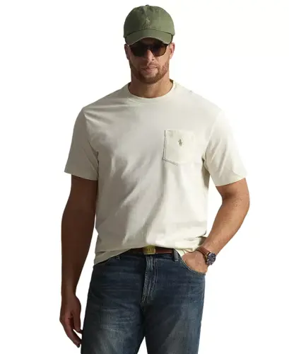 Men's Big & Tall Crew-Neck Pocket T-Shirt - ParcModazoneent Cream - 3