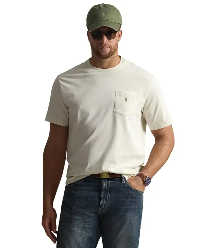 Men's Big & Tall Crew-Neck Pocket T-Shirt - ParcModazoneent Cream - 3