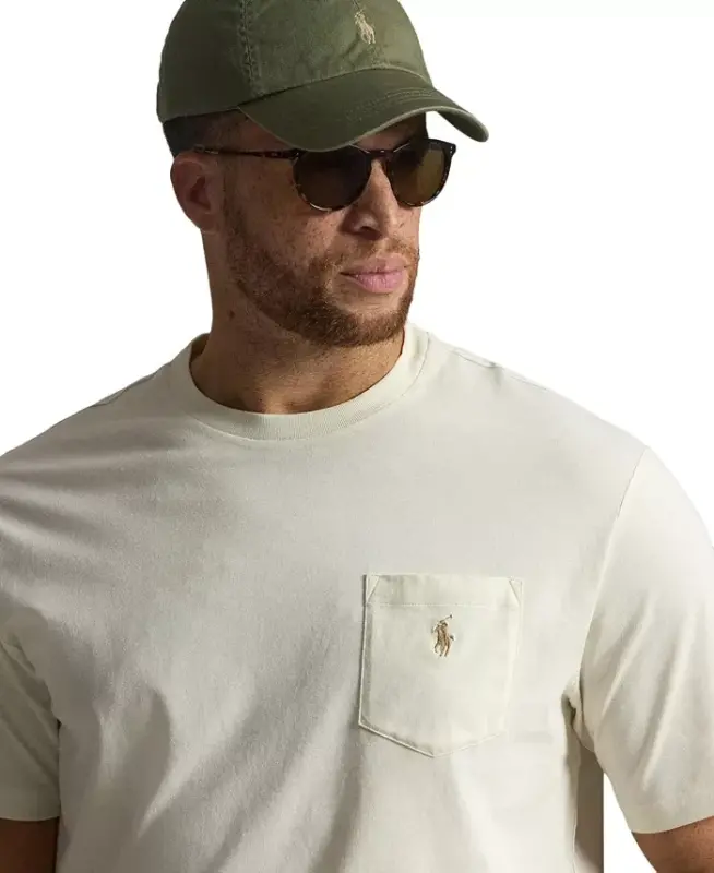 Men's Big & Tall Crew-Neck Pocket T-Shirt - ParcModazoneent Cream - 5