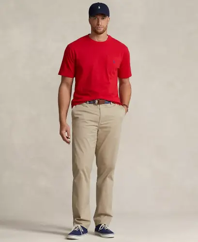 Men's Big & Tall Crew-Neck Pocket T-Shirt-RL 2000 Red - 3