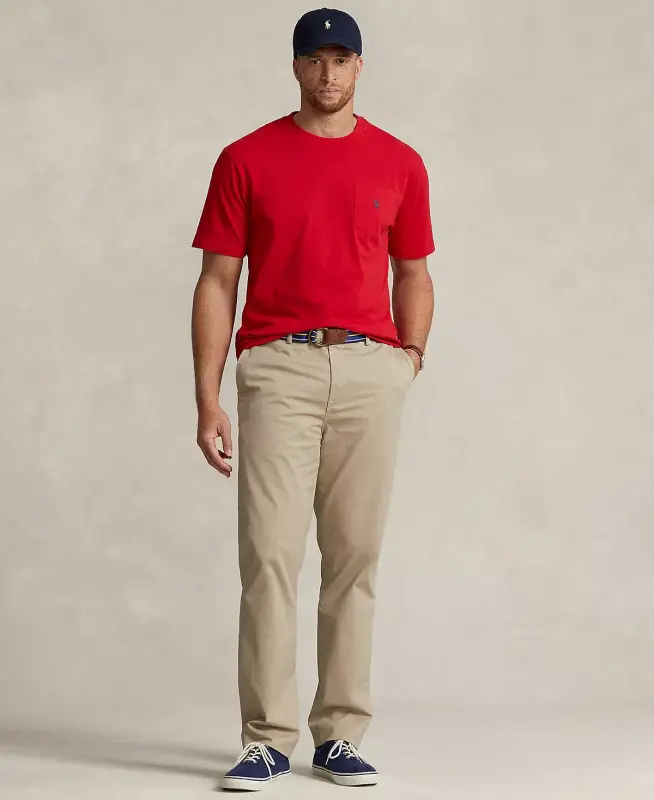 Men's Big & Tall Crew-Neck Pocket T-Shirt-RL 2000 Red - 3