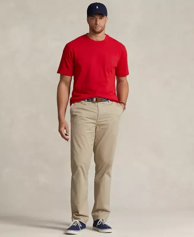 Men's Big & Tall Crew-Neck Pocket T-Shirt-RL 2000 Red - 2