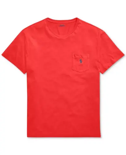 Men's Big & Tall Crew-Neck Pocket T-Shirt-RL 2000 Red - 5