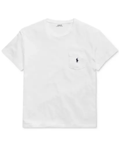 Men's Big & Tall Crew-Neck Pocket T-Shirt-White - 1
