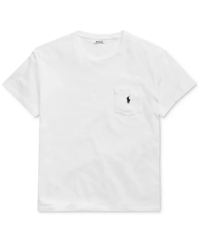 Men's Big & Tall Crew-Neck Pocket T-Shirt-White - POLO RALPH LAUREN