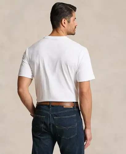 Men's Big & Tall Crew-Neck Pocket T-Shirt-White - 4