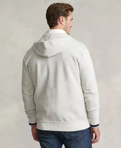 Men's Big & Tall Double-Knit Full-Zip Hoodie-Grey - 4