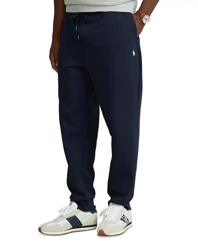 Men's Big & Tall Double-Knit Jogger Pants-Navy - 1