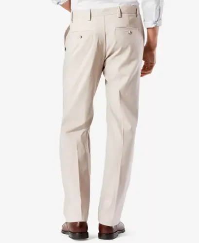 Men's Big & Tall Easy Classic Pleated Fit Khaki Stretch Shim - Ochiq bej - DOCKERS (1)