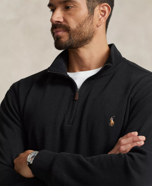 Men's Big & Tall Estate-Rib Quarter-Zip Pullover Polo Black - 3