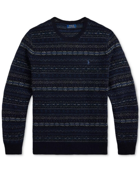 Men's Big & Tall Fair Isle Wool Sweater Blue - 3