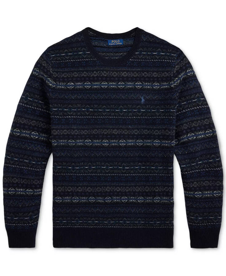 Men's Big & Tall Fair Isle Wool Sweater Blue - 3