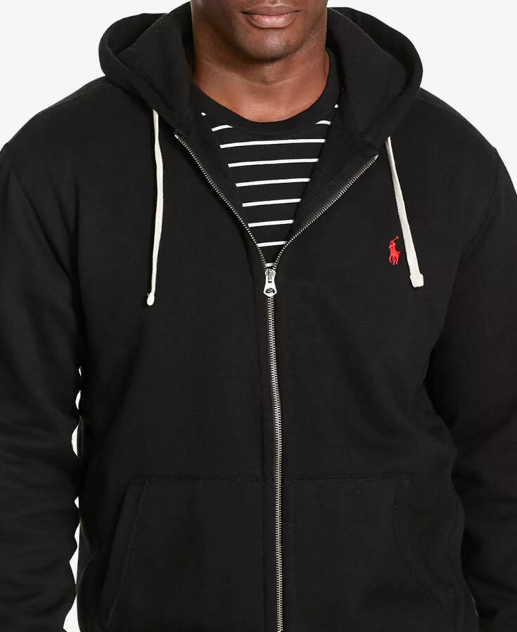 Men's Big & Tall Full-Zip Classic Fleece Hoodie Polo Black - 3